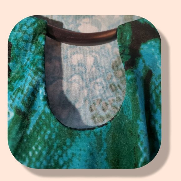 NWT Kim Rogers blue-green keyhole tunic size PS 3/4 sleeves - Picture 3 of 7